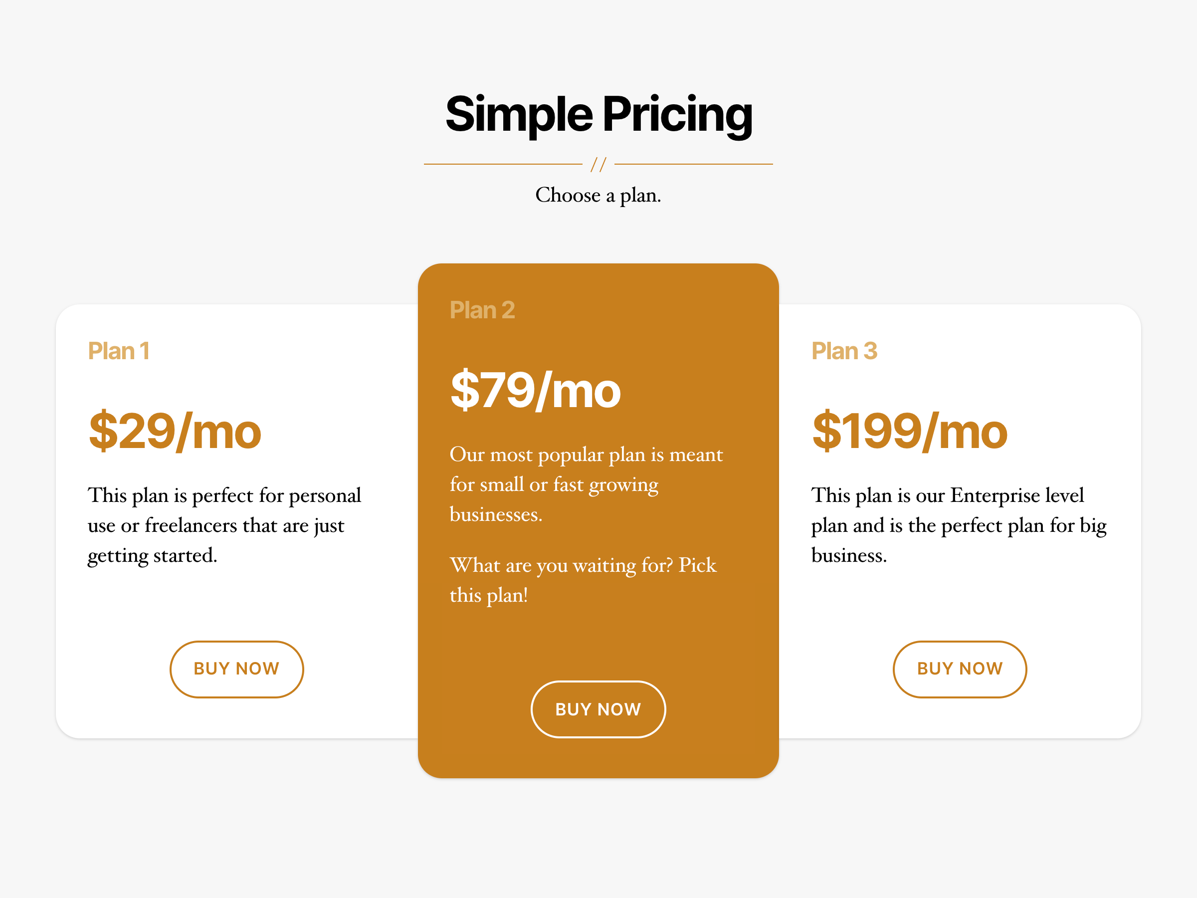 Simple Pricing Table